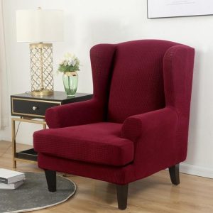 housse pour fauteuil crapaud jacquard bordeaux
