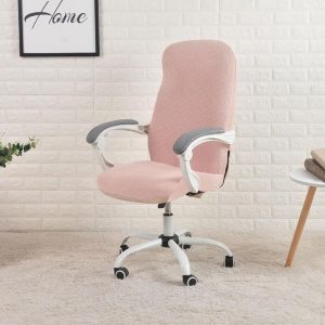 housse de chaise bureau Jacquard rose
