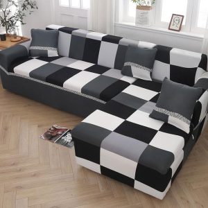 housse de canapé d'angle extensible damier