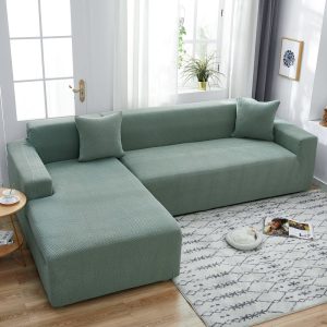 housse de canapé d'angle jacquard vert amande