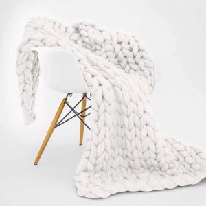 Plaid Maille Épaisse Blanc élégant et confortable