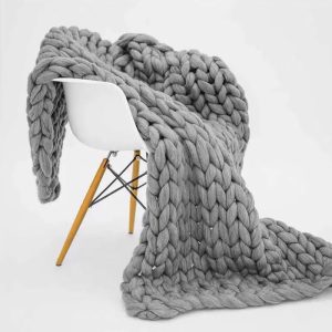 Plaid Maille Épaisse Gris élégant
