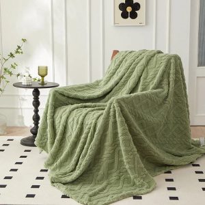 plaid canapé polaire vert élégant