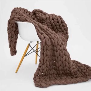 plaid maille épaisse marron