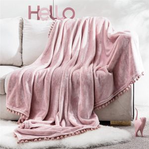plaid canapé rose flanelle