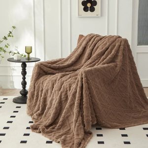 Plaid Canapé Polaire Marron