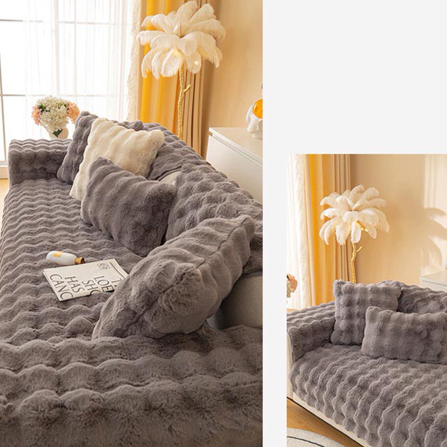 canapé peluche gris anthracite
