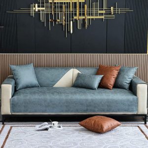 housse pour assise de canapé en PU cuir bleu pétrole
