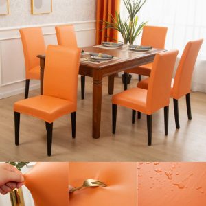 housse de chaise PU cuir orange