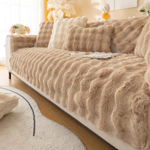 Protège Canapé en Peluche Marron Clair