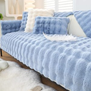 Protège Canapé en Peluche Bleu Ciel