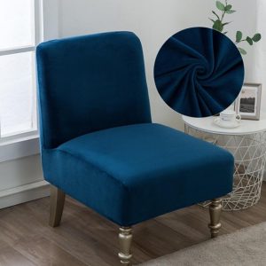 housse fauteuil crapaud velours bleu