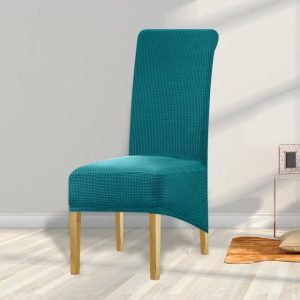 Housse de Chaise Grande Taille Jacquard Bleu Canard