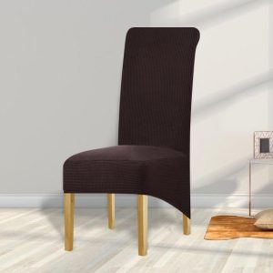 housse de chaise grande taille jacquard marron foncé