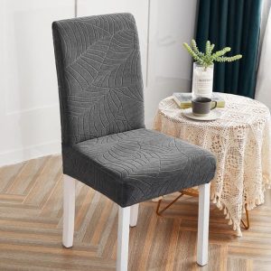 Housse de Chaise à Motifs Floraux Gris Anthracite