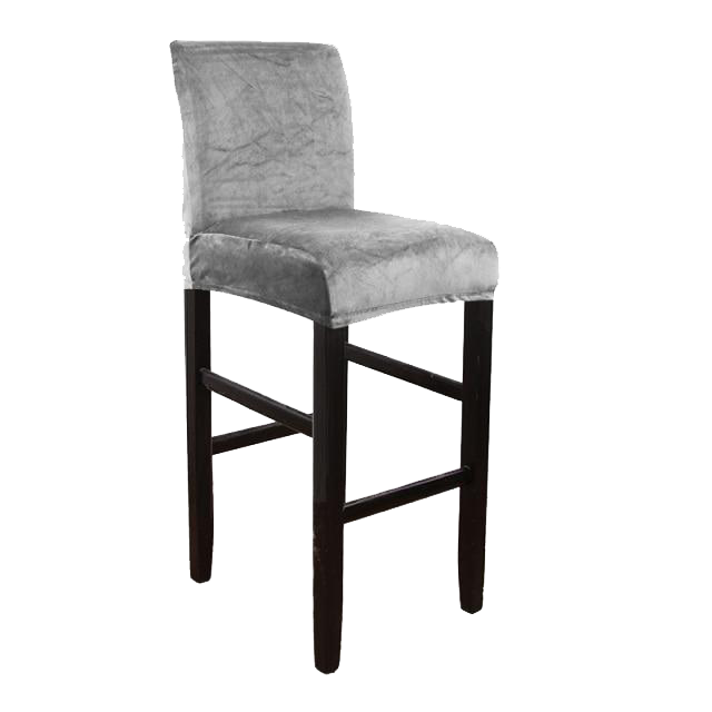 housse de tabouret de bar velours gris