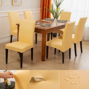 housse de chaise PU Cuir Jaune