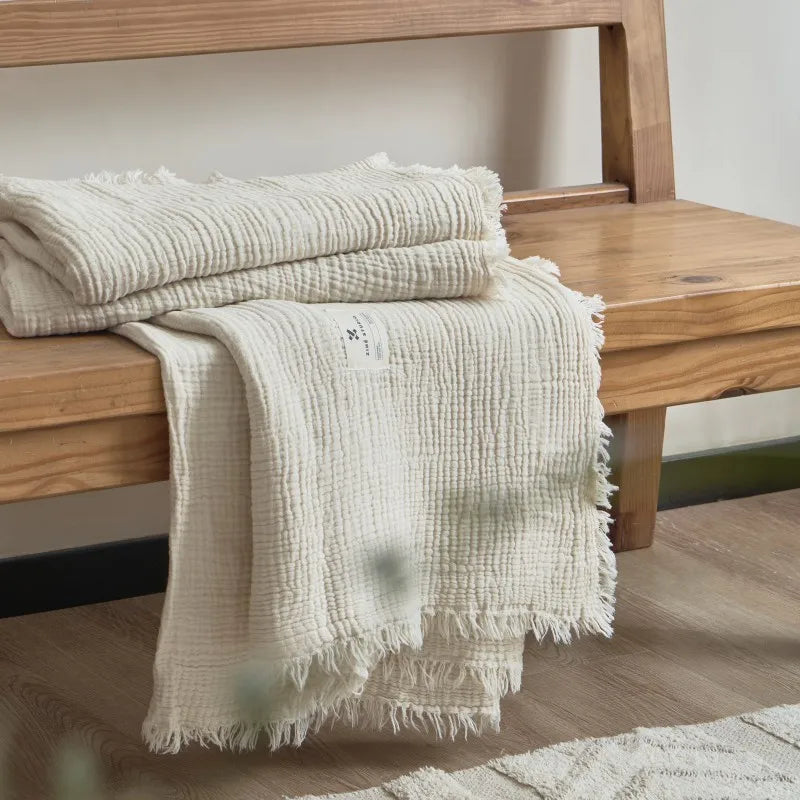 plaid blanc en gaze de coton