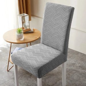 housse de chaise jacquard gris clair