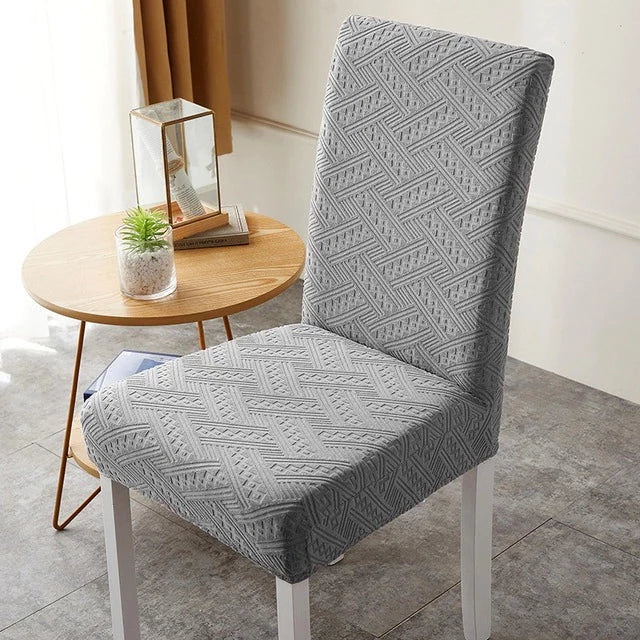 housse de chaise jacquard gris clair