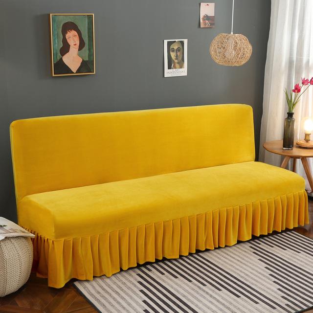 housse de canapé velours jaune