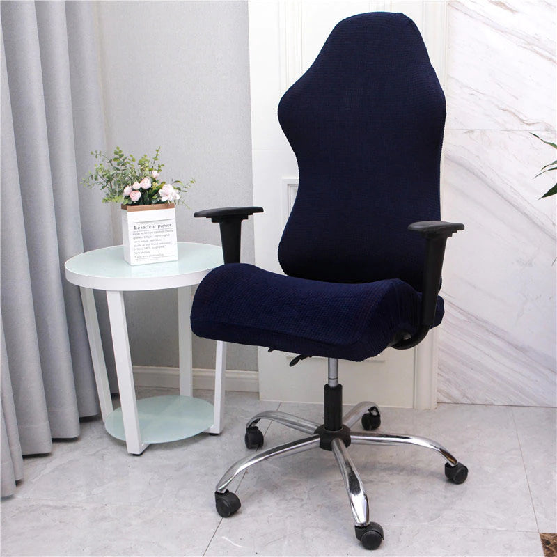 housse de chaise gamer jacquard bleu marine