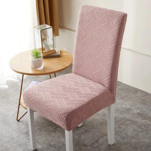 housse de chaise jacquard rose