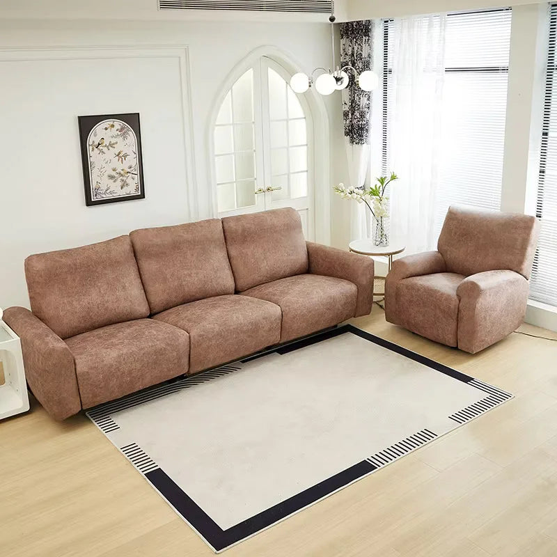 protection fauteuil en similicuir marron clair