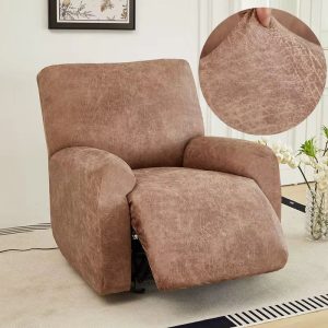 housse de fauteuil relax en similicuir marron clair