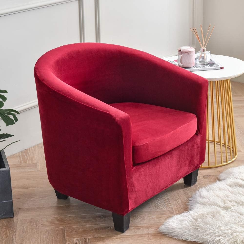 housse de fauteuil rouge en velours