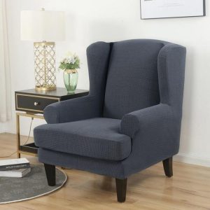 housse pour fauteuil crapaud jacquard gris anthracite