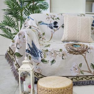 jeté de canapé motif floraux
