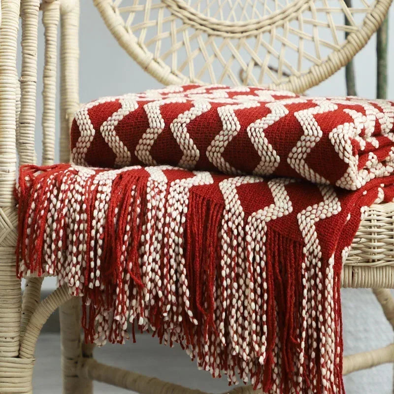 plaid rouge à franges vibrant