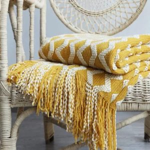 plaid jaune à franges