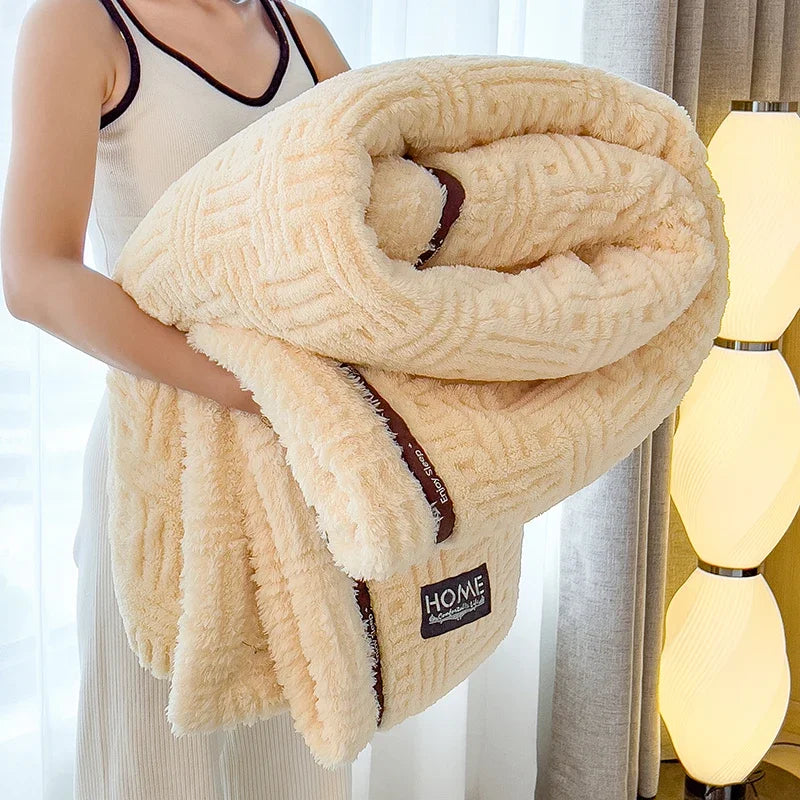 plaid polaire pour canapé beige