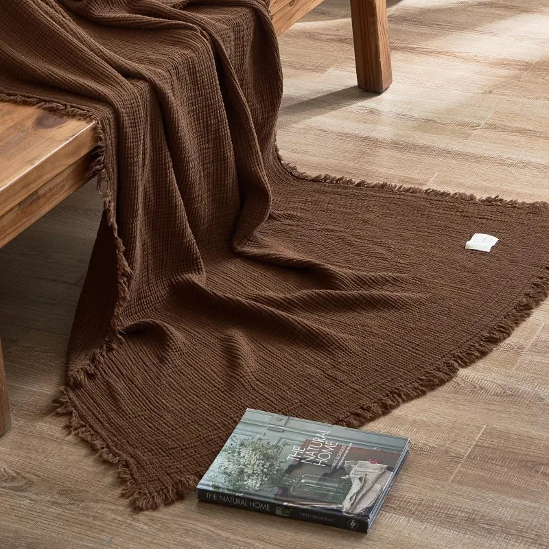 plaid canapé en coton marron