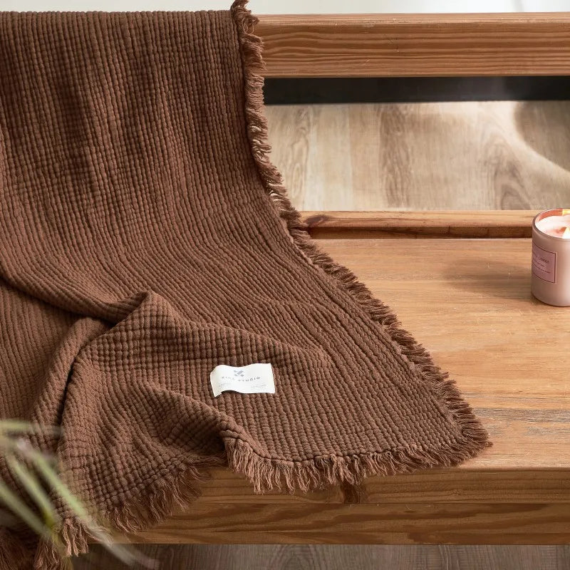 plaid marron déco canapé