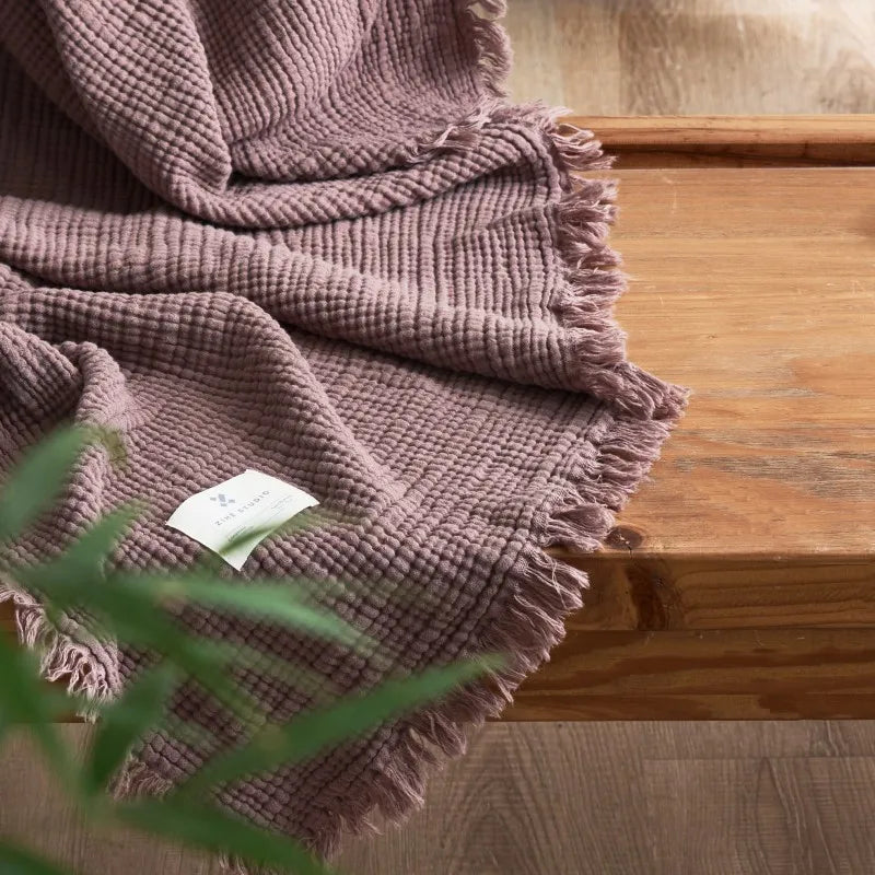 Plaid confortable gaze de coton