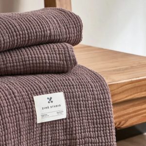 Plaid Canapé Gaze De Coton Mauve