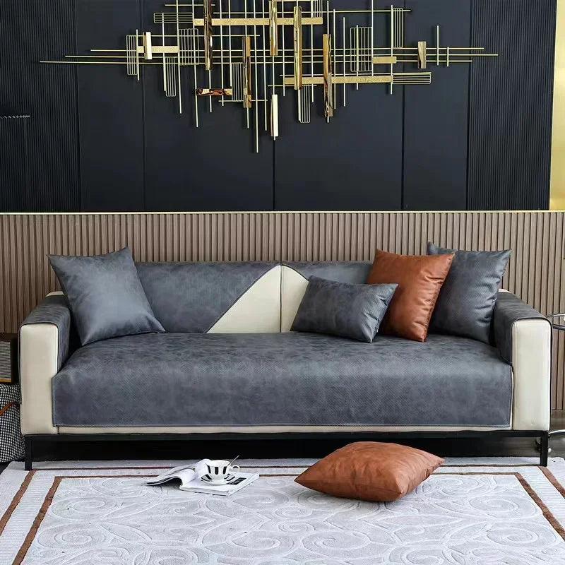 protège canapé cuir gris anthracite